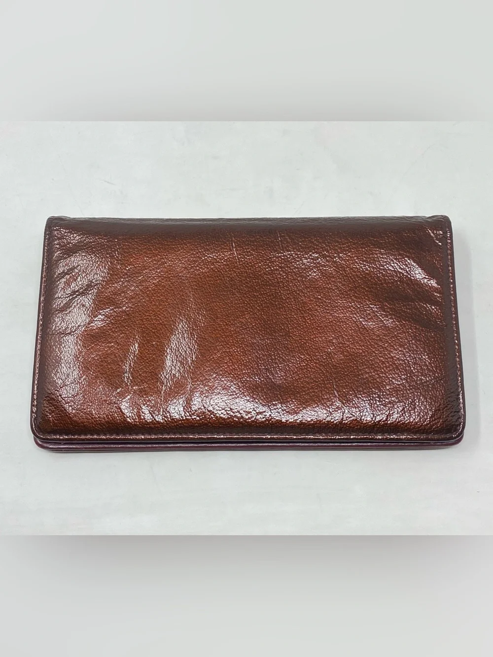 Chanel Wallet Long CC Enamel Bronze Patent Leather